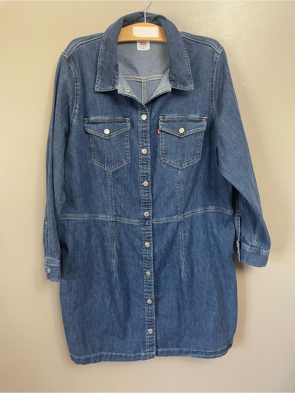 Levi’s Women's 2XL Western Core Denim Dress Dark Wash Jean Long Sleeve